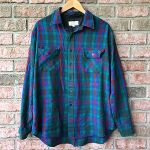 Blue and Green Long Sleeve Flannel Button Up (XL)